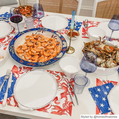 Red, white and blue crab table setting