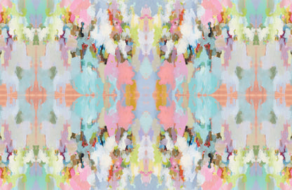 Pink and blue patterned paper placemat