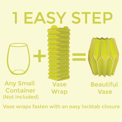 Graphic of how to make a chartreuse paper vase