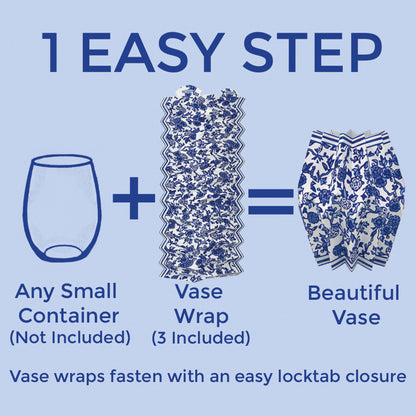 Graphic of how to make a blue chinoiserie paper vase