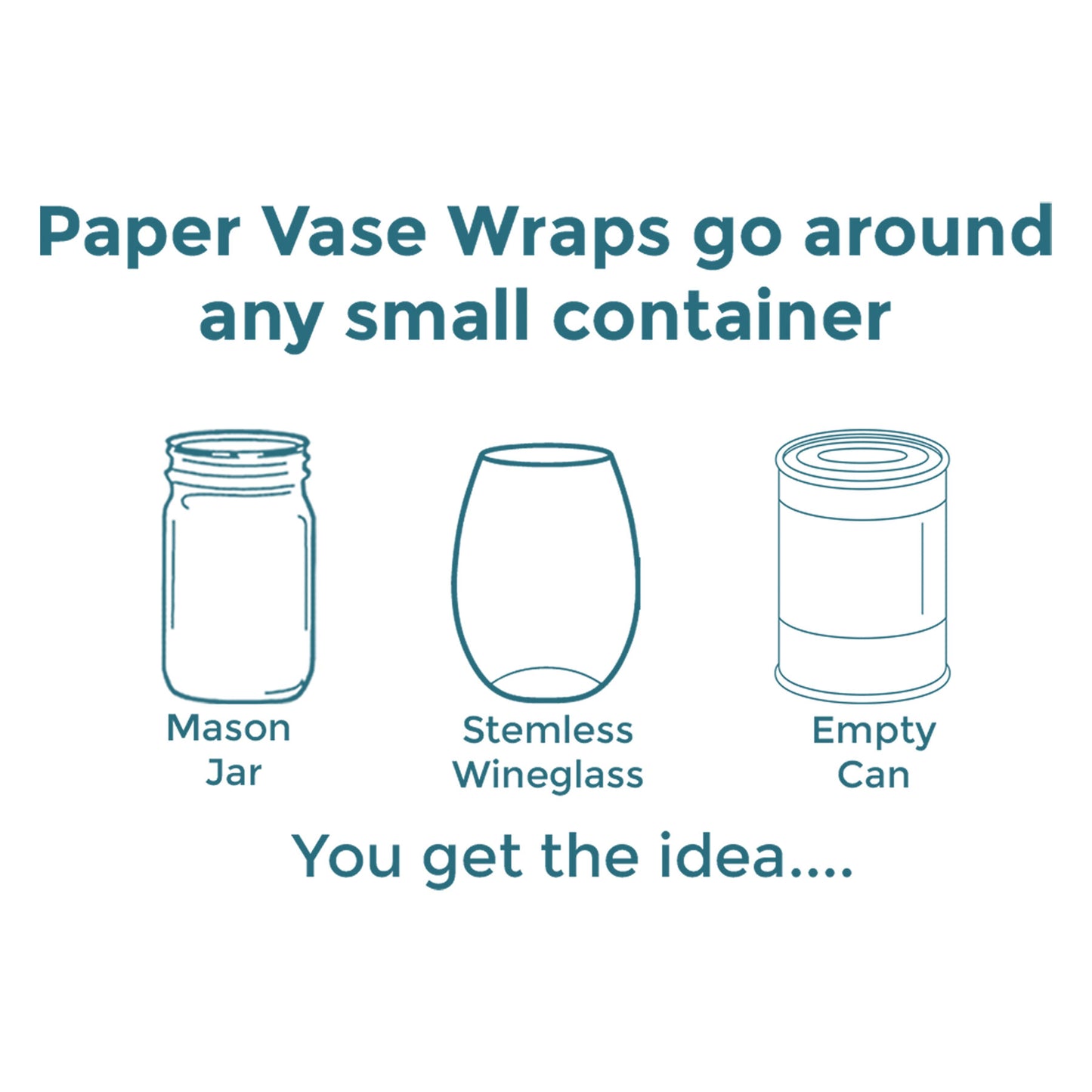 Graphic of how to make a gold and white paper vase