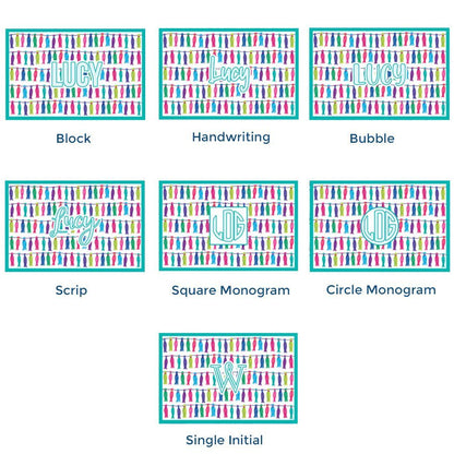 Paper placemat pads featuring a multicolor tassel pattern and various personalization options