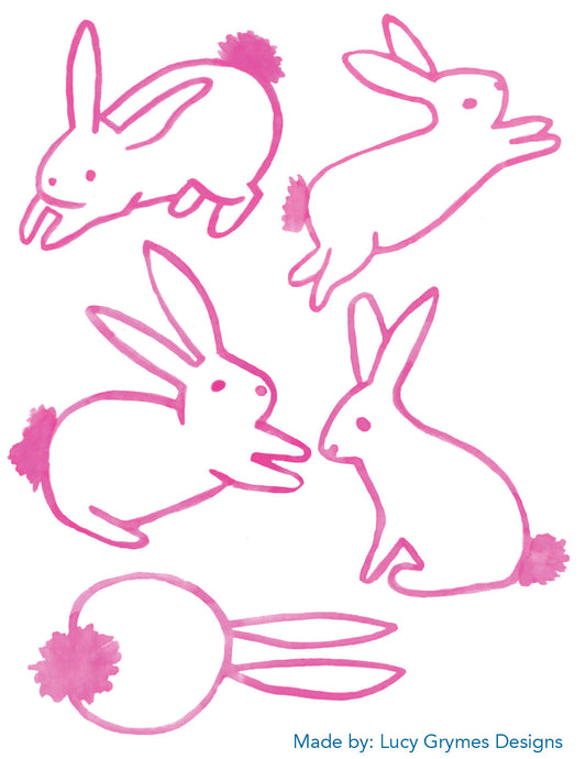 Printable pink bunny place cards 