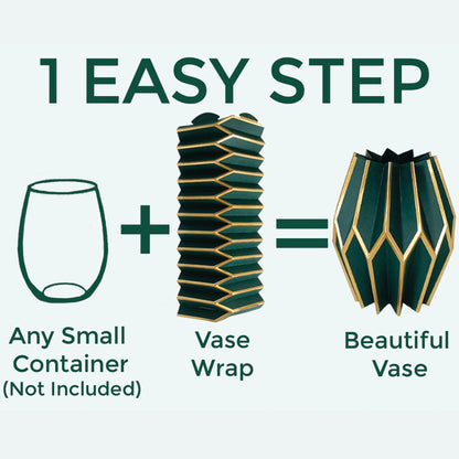Graphic of how to make a dark green paper vase