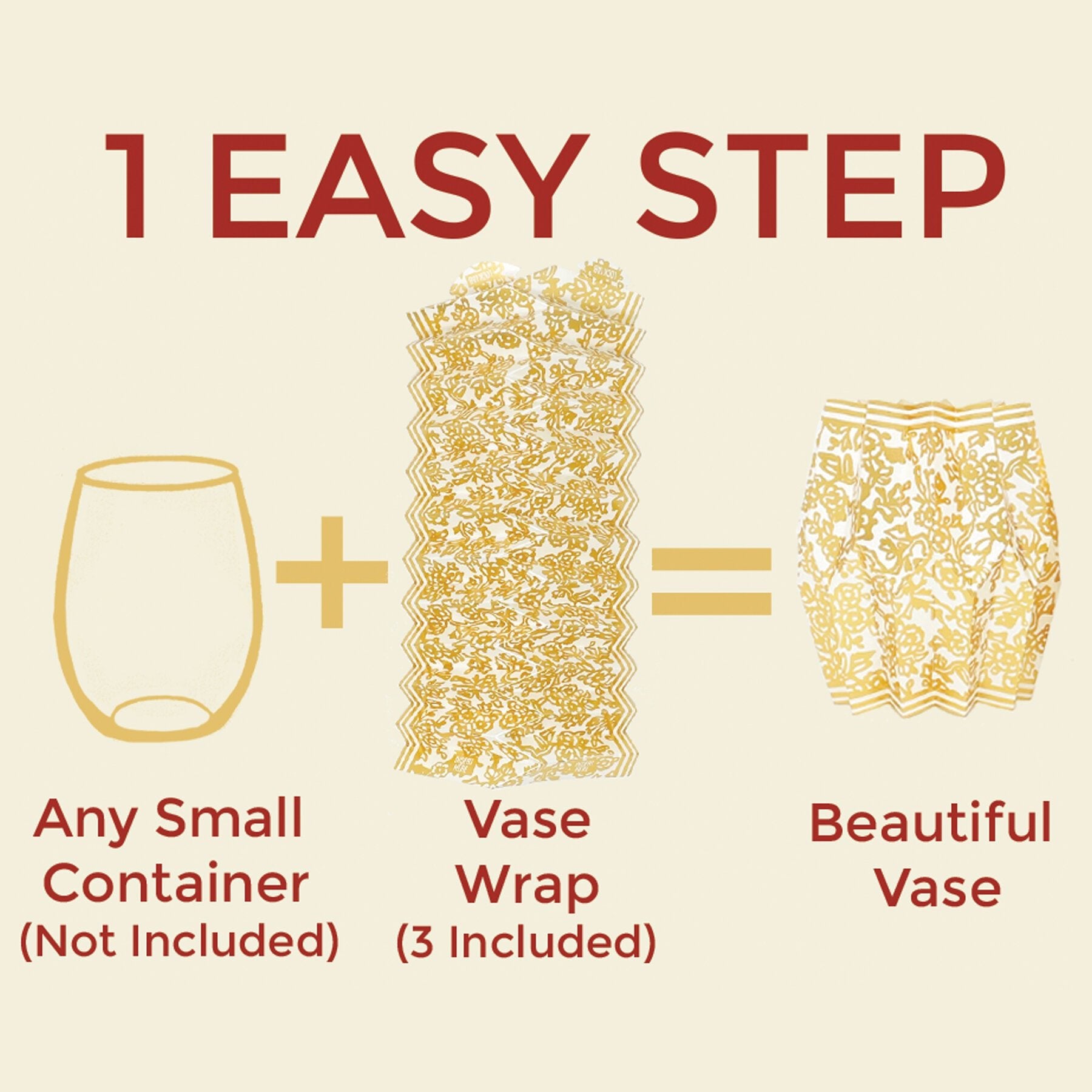 Graphic of how to make a gold chinoiserie paper vase