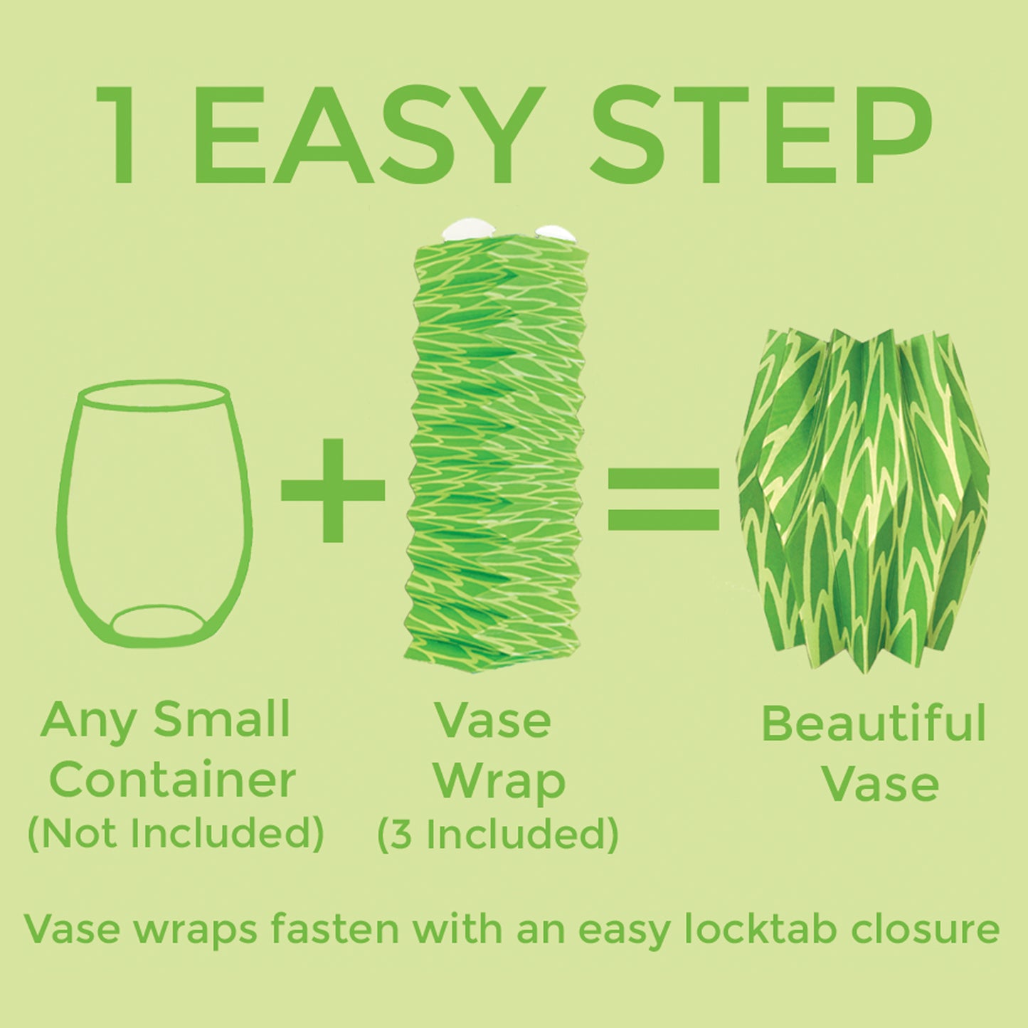 Graphic of how to make a green paper vase