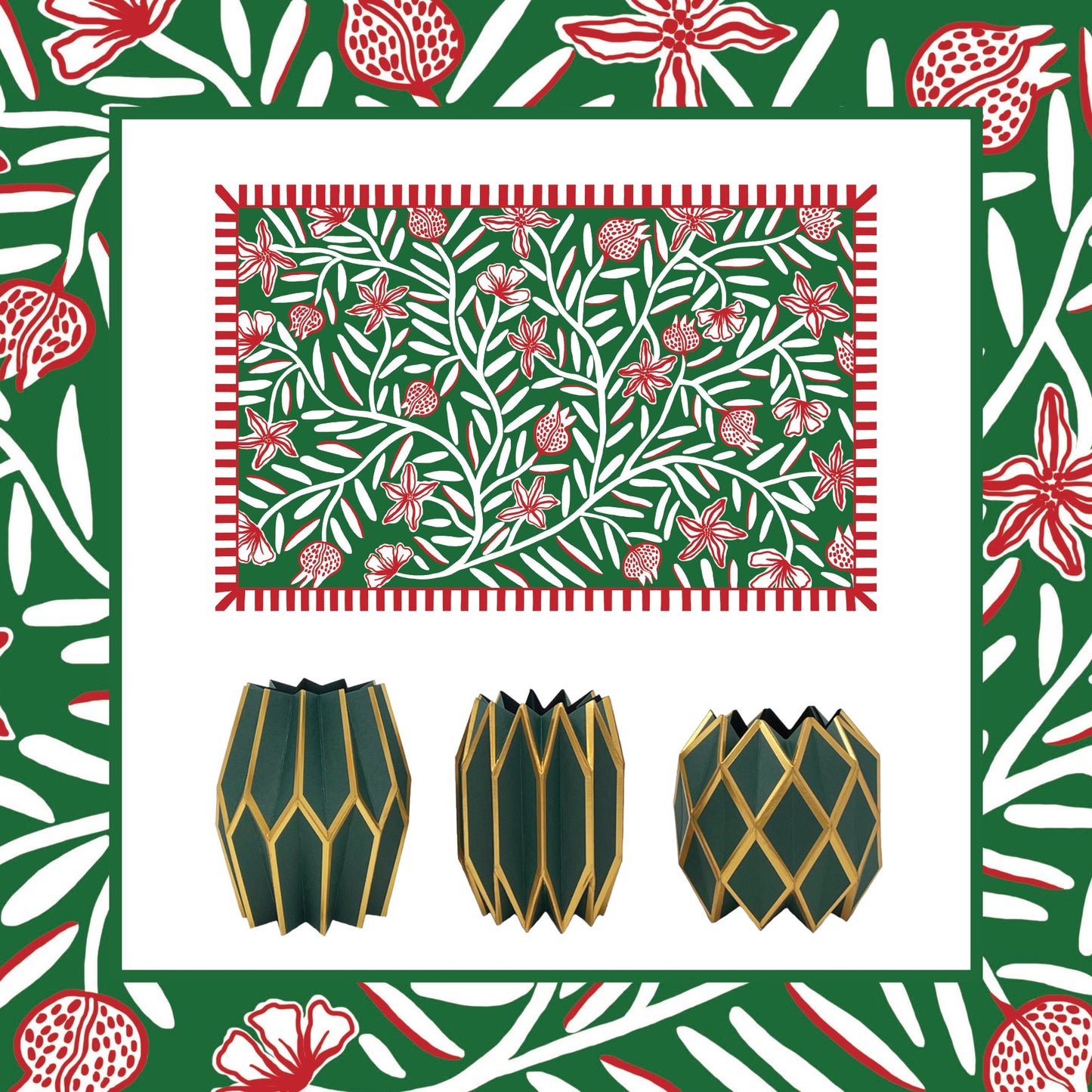 Holiday Garden Paper Placemats and Forest Vase Wraps