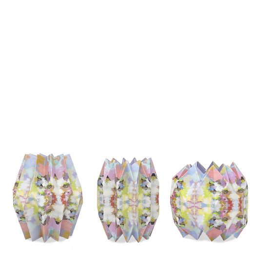 Blue and pink watercolored paper sleeve vases