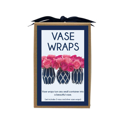 Navy and Silver Paper Vase Wraps