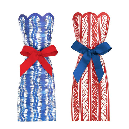 Red and blue paper wine bags
