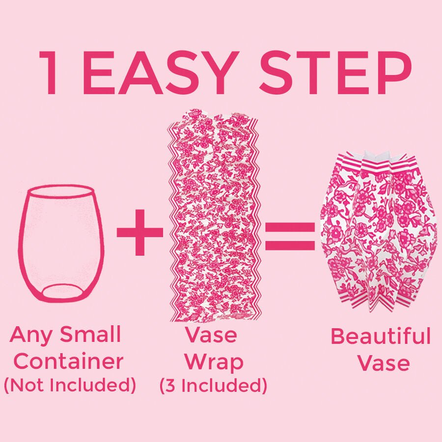 Graphic of how to make a pink chinoiserie paper vase