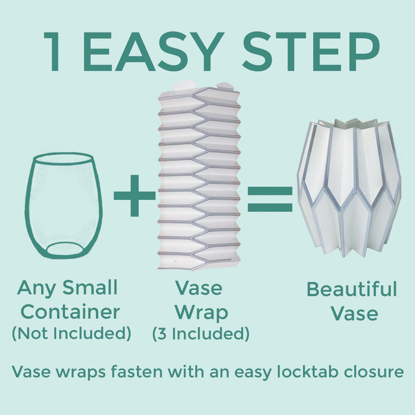 Graphic of how to make a silver and white paper vase