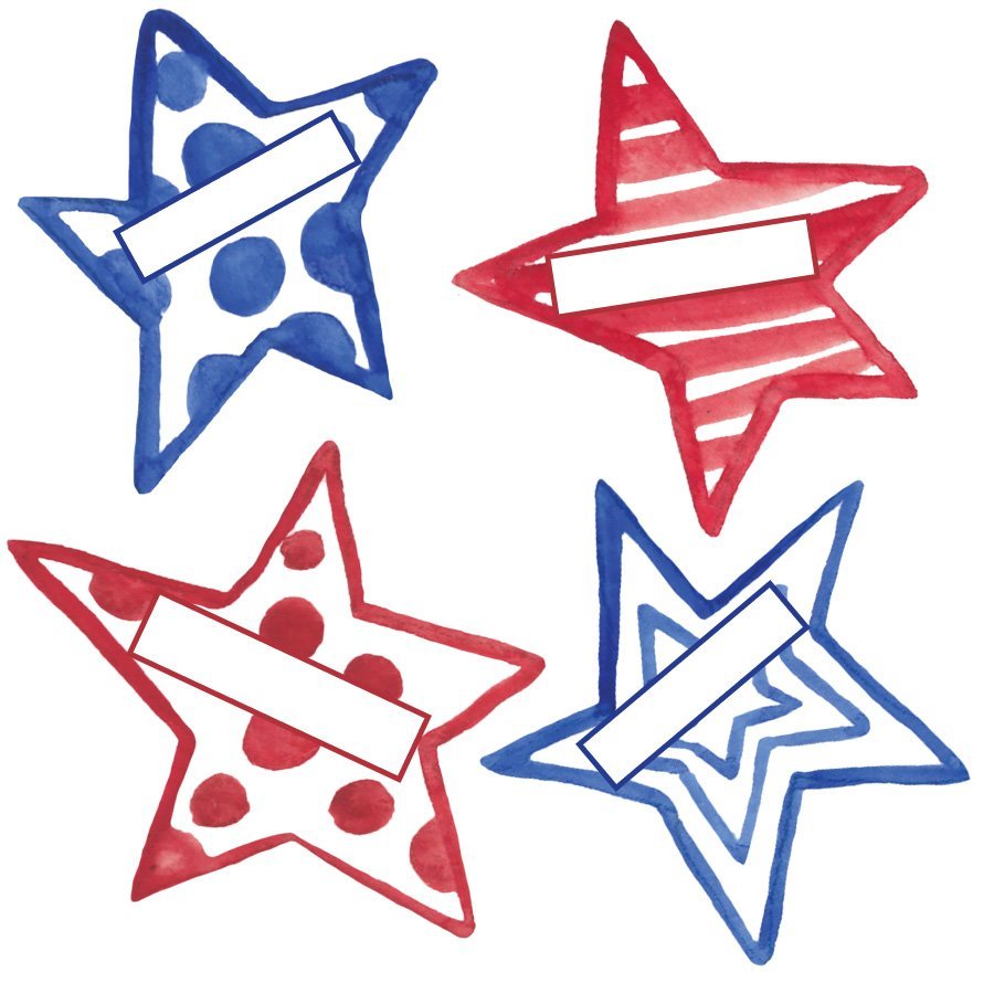 Printable red, white and blue star place cards