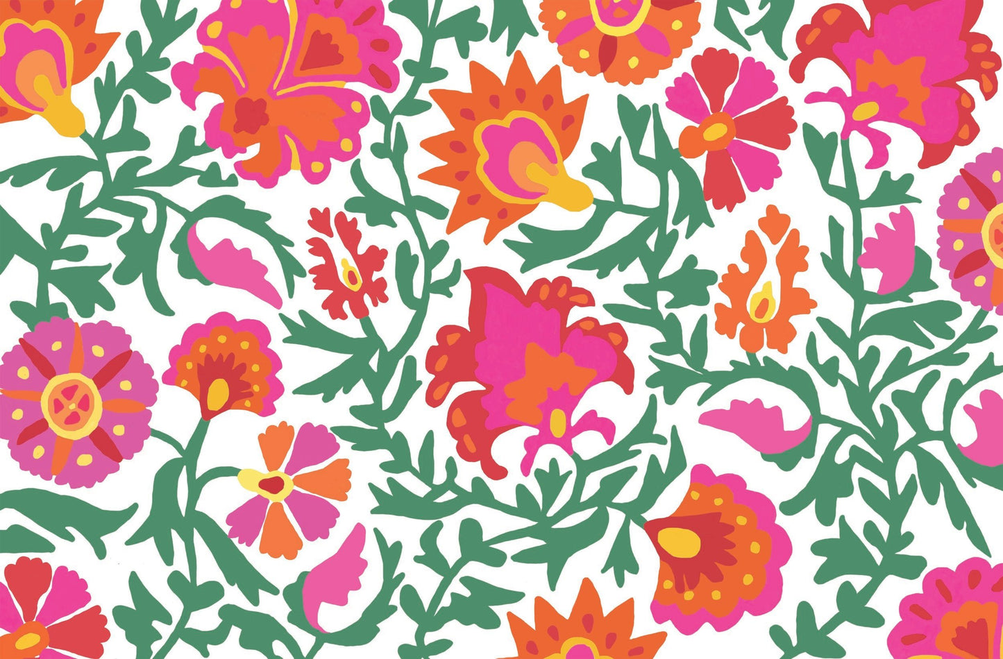 Pink, green and orange floral paper placemat
