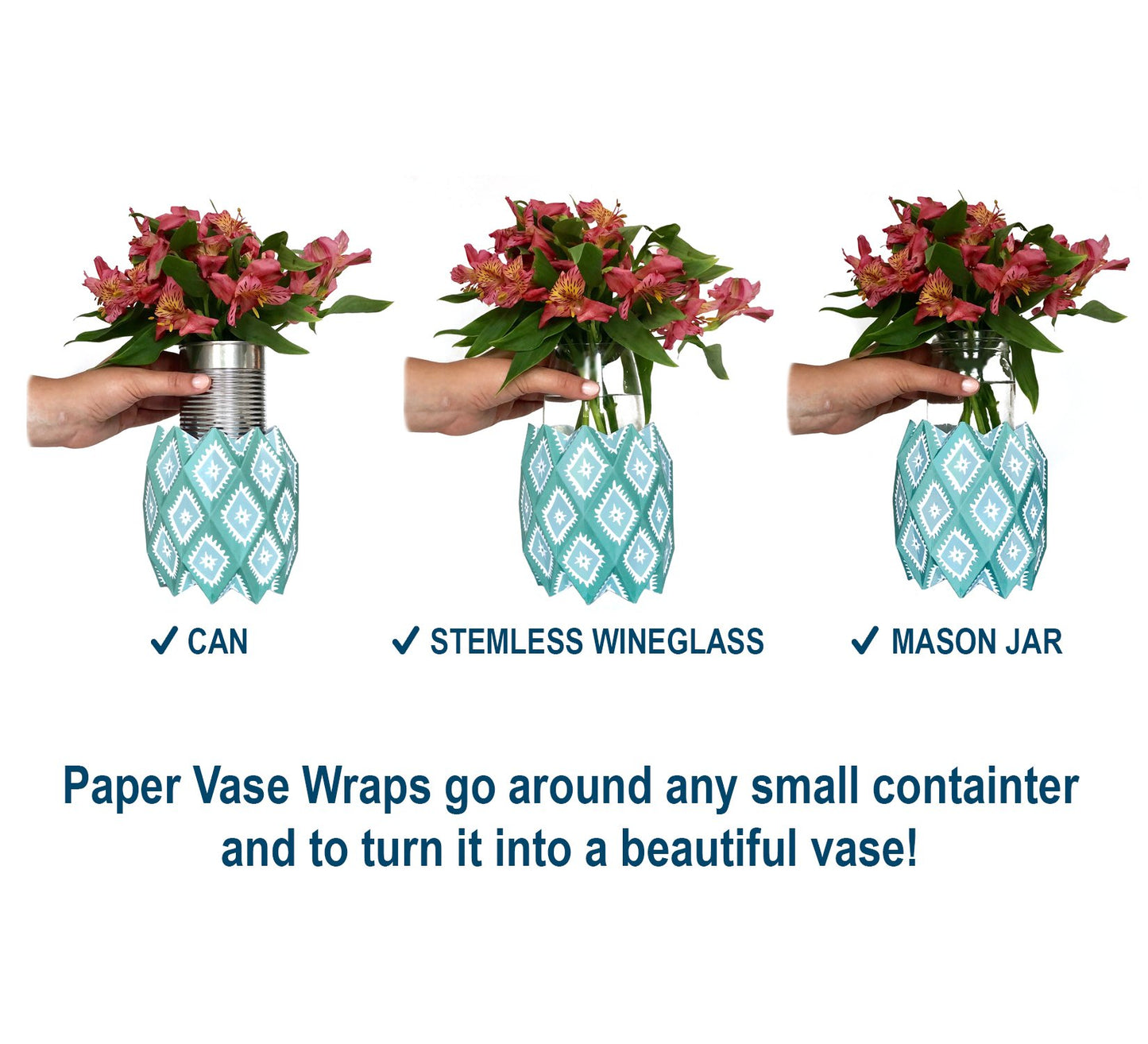 Examples of which small containers paper vase sleeves go around