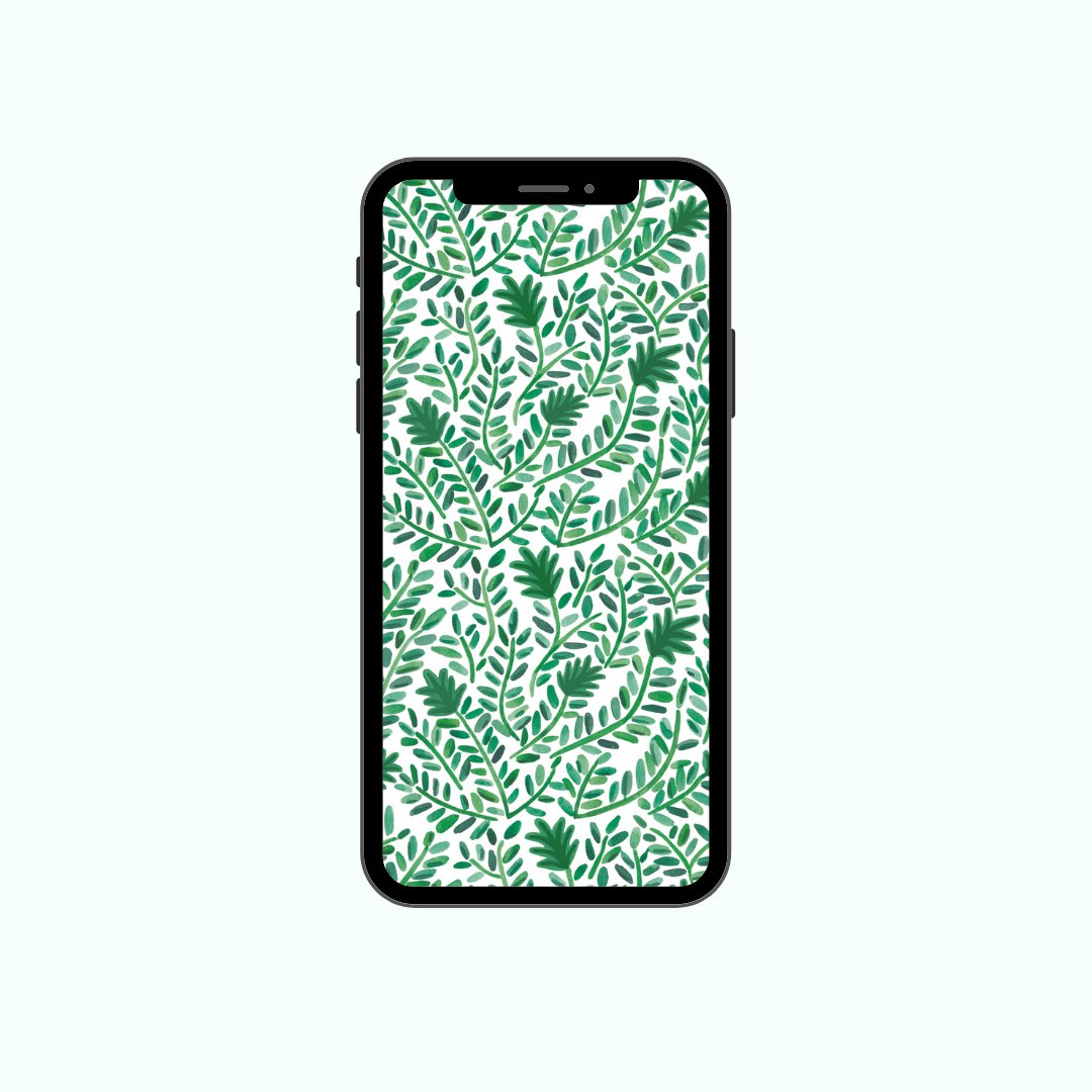 Downloadable phone wallpaper featuring a green vine pattern