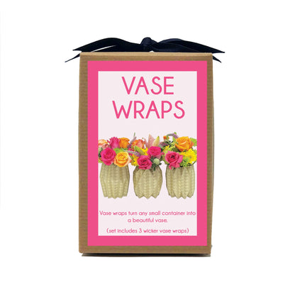 Box of wicker paper vases